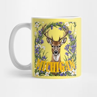 For The Love Of Michigan Deer and Iris Flower Mug